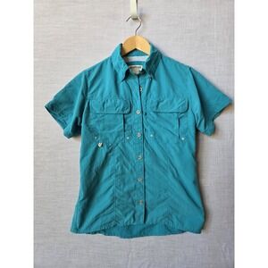 Magellan Women's Shirt Short Sleeve Vented Shirt Extra Small Fishing Teal Blue
